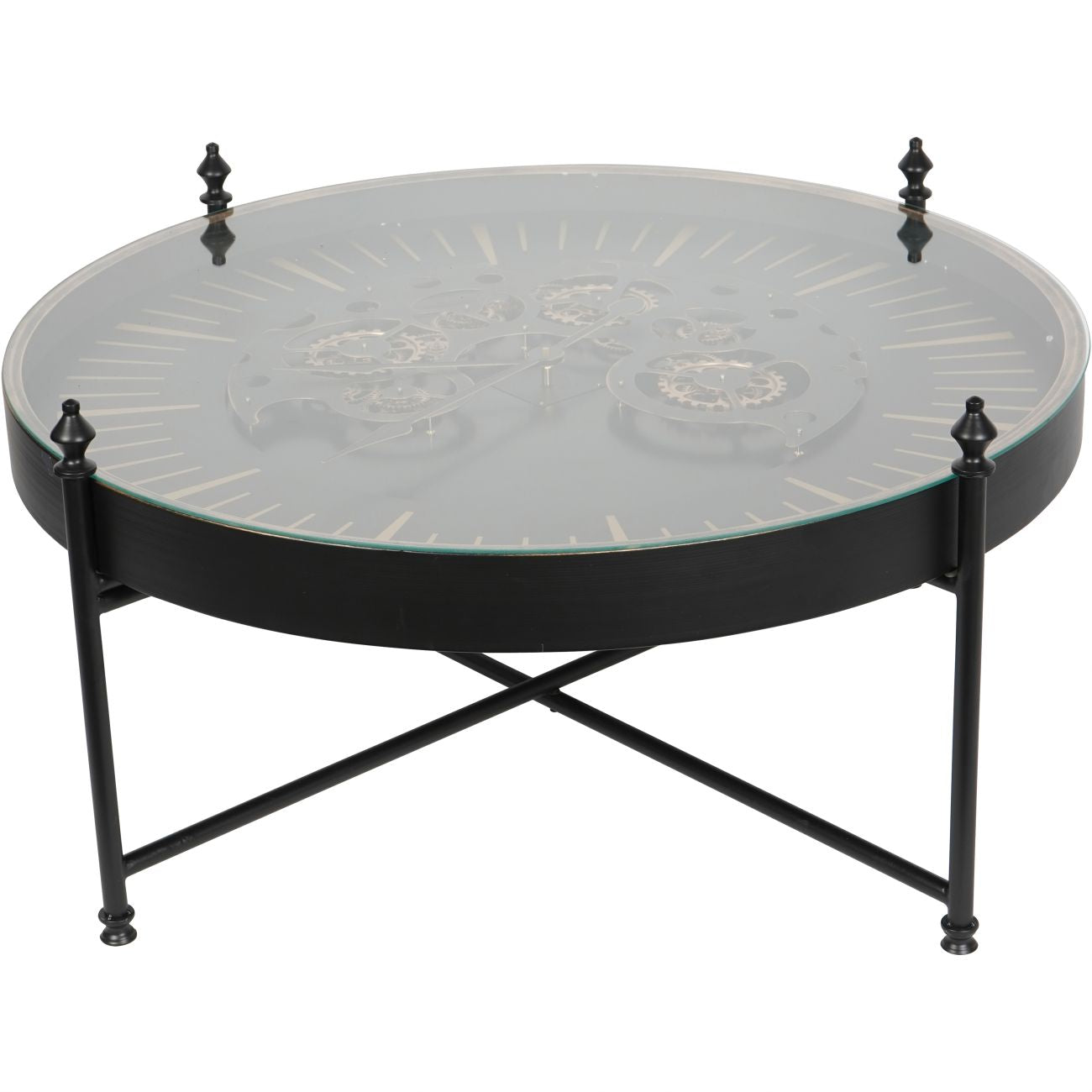 Coffee Clock Table with Moving Dials - Black Gold