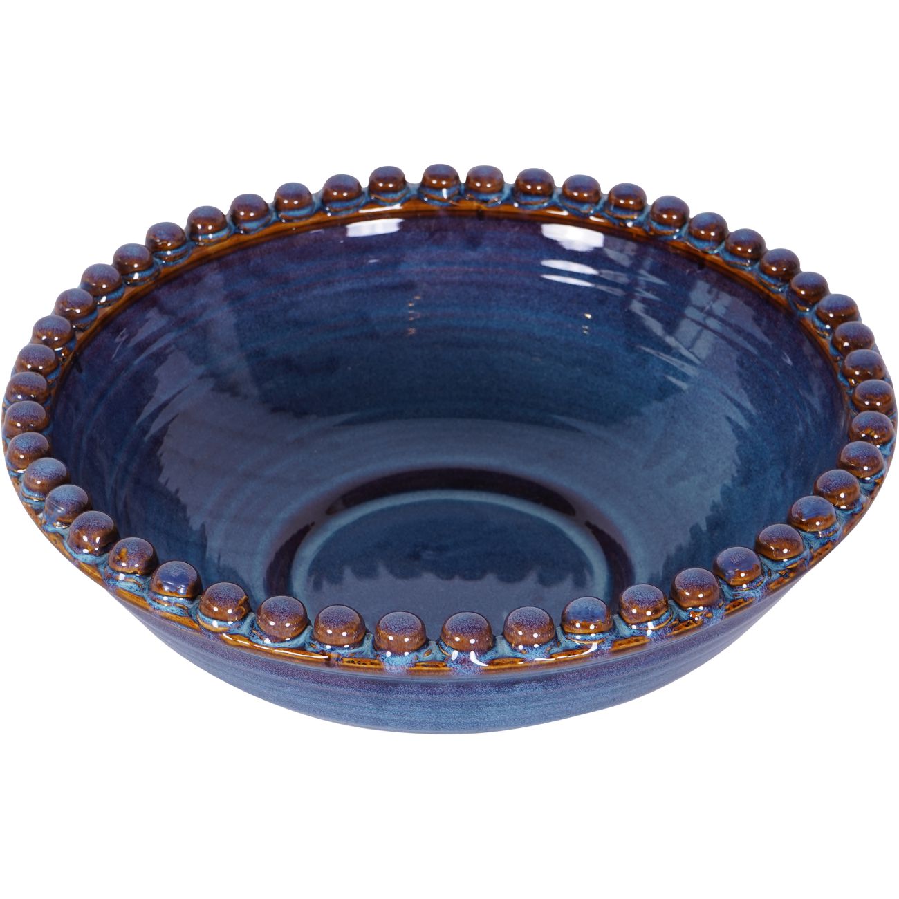 Mediterranean Reactive Glaze Ceramic Bowl Blue