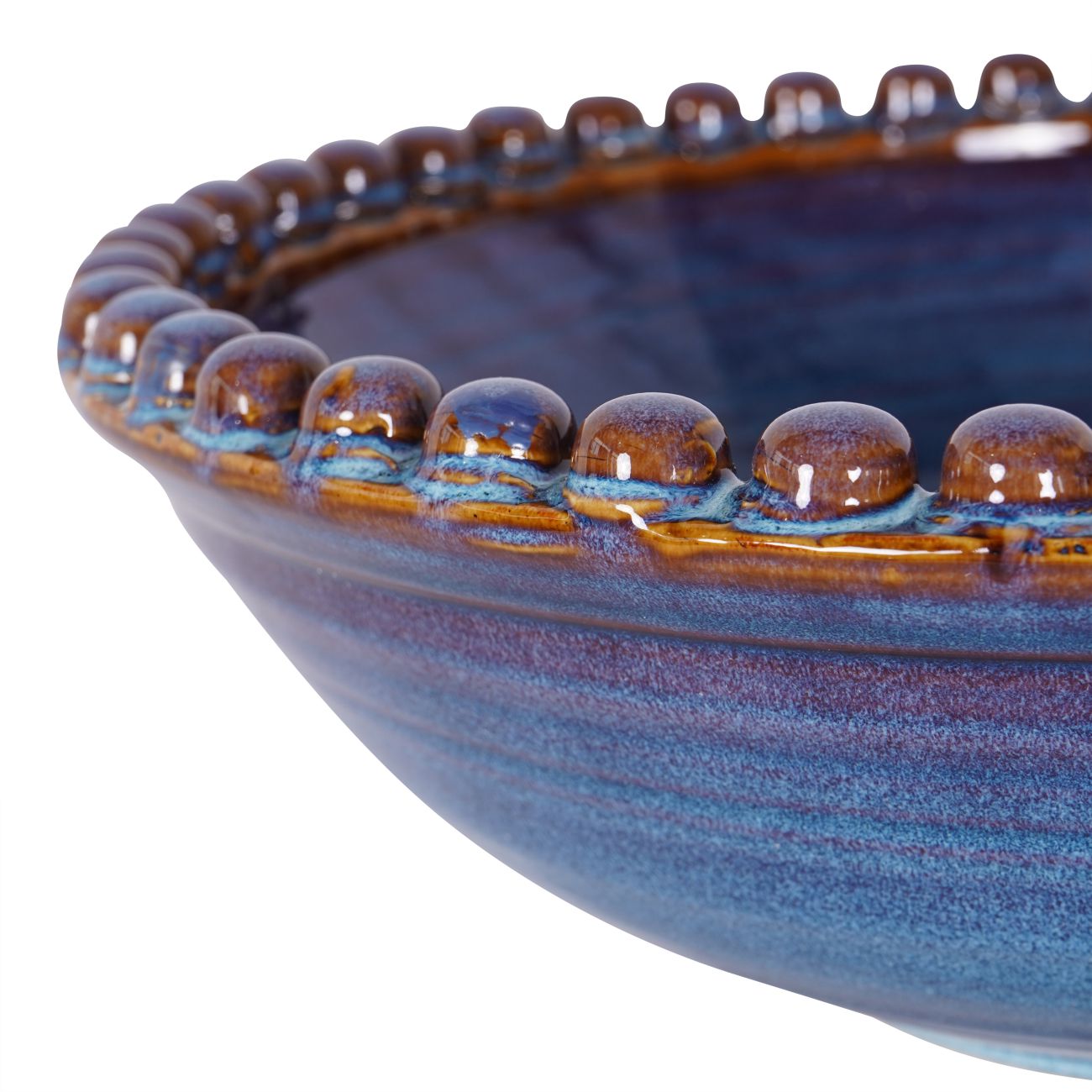 Mediterranean Reactive Glaze Ceramic Bowl Blue