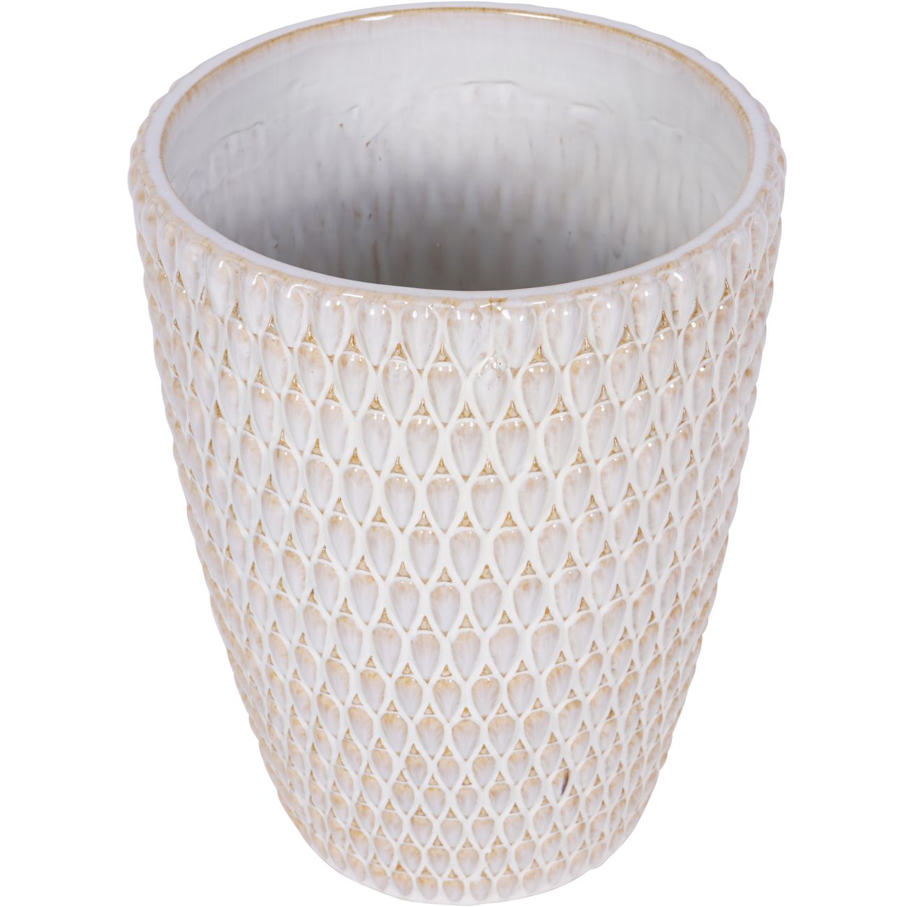 Mediterranean Reactive Glaze Ceramic Planter - Cream - 44cm