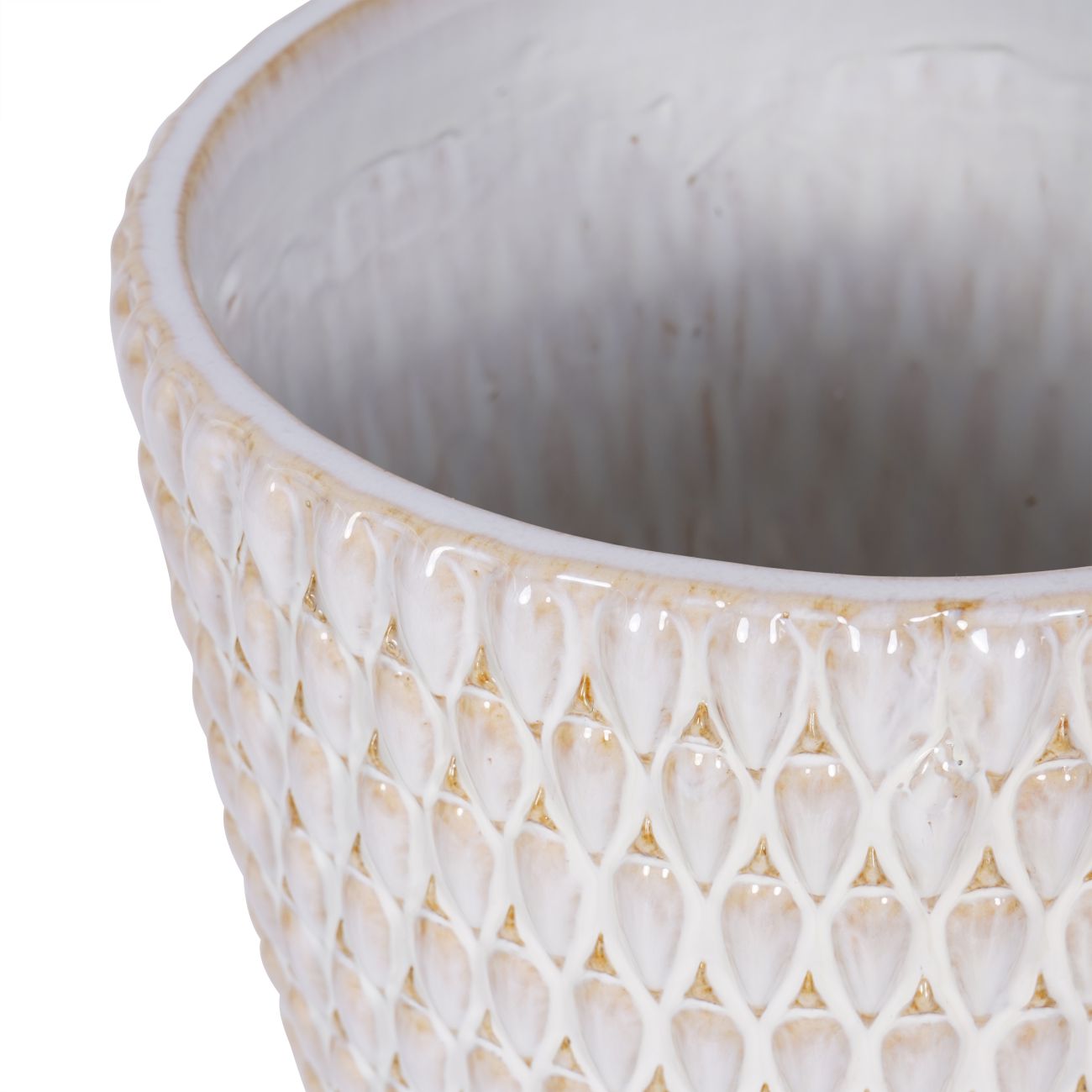 Mediterranean Reactive Glaze Ceramic Planter - Cream - 44cm