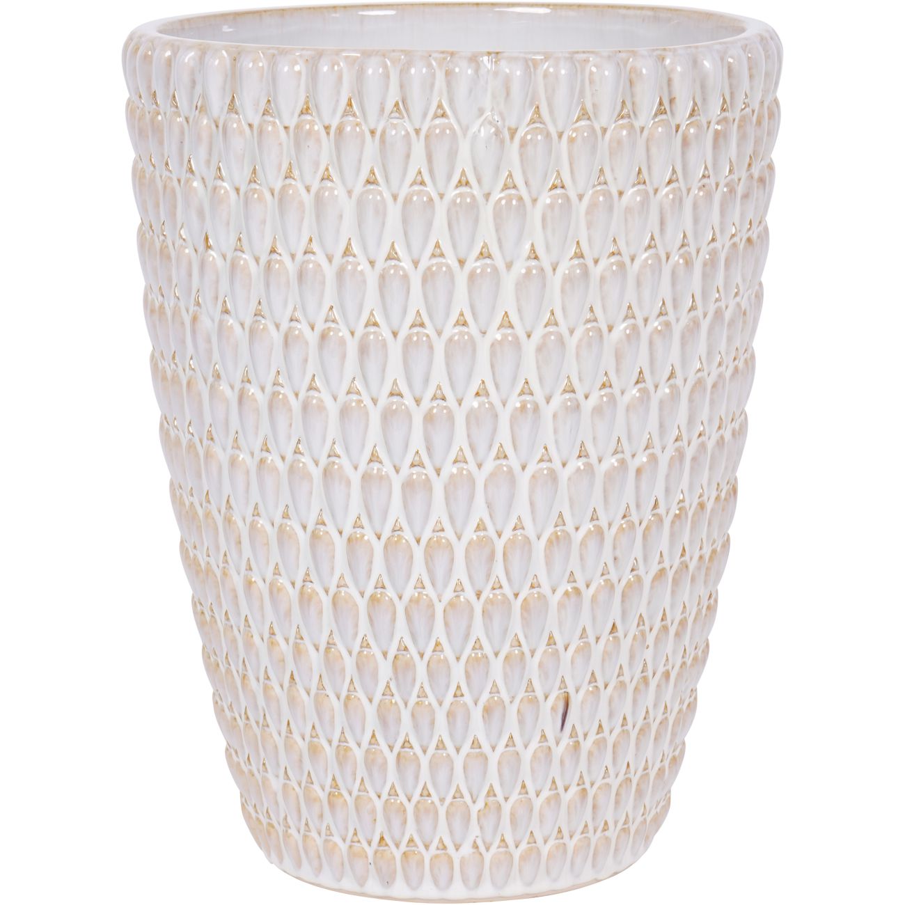 Mediterranean Reactive Glaze Ceramic Planter - Cream - 44cm