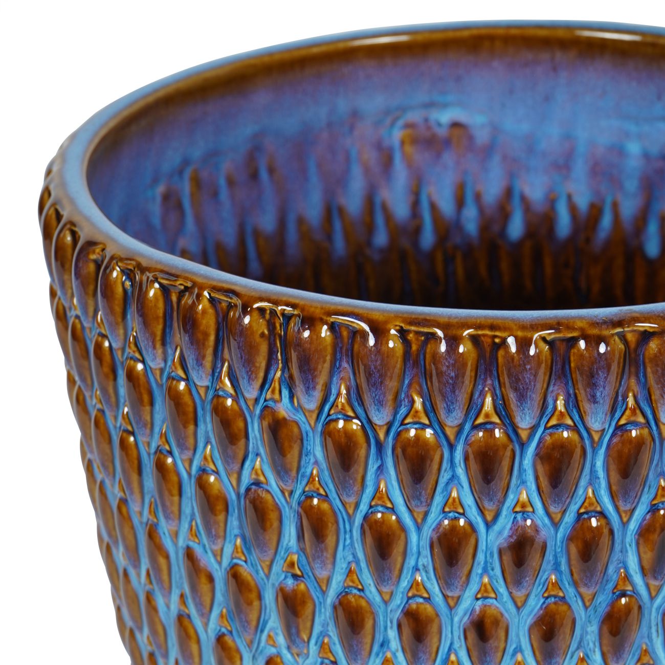 Mediterranean Reactive Glaze Ceramic Planter Blue - 44cm