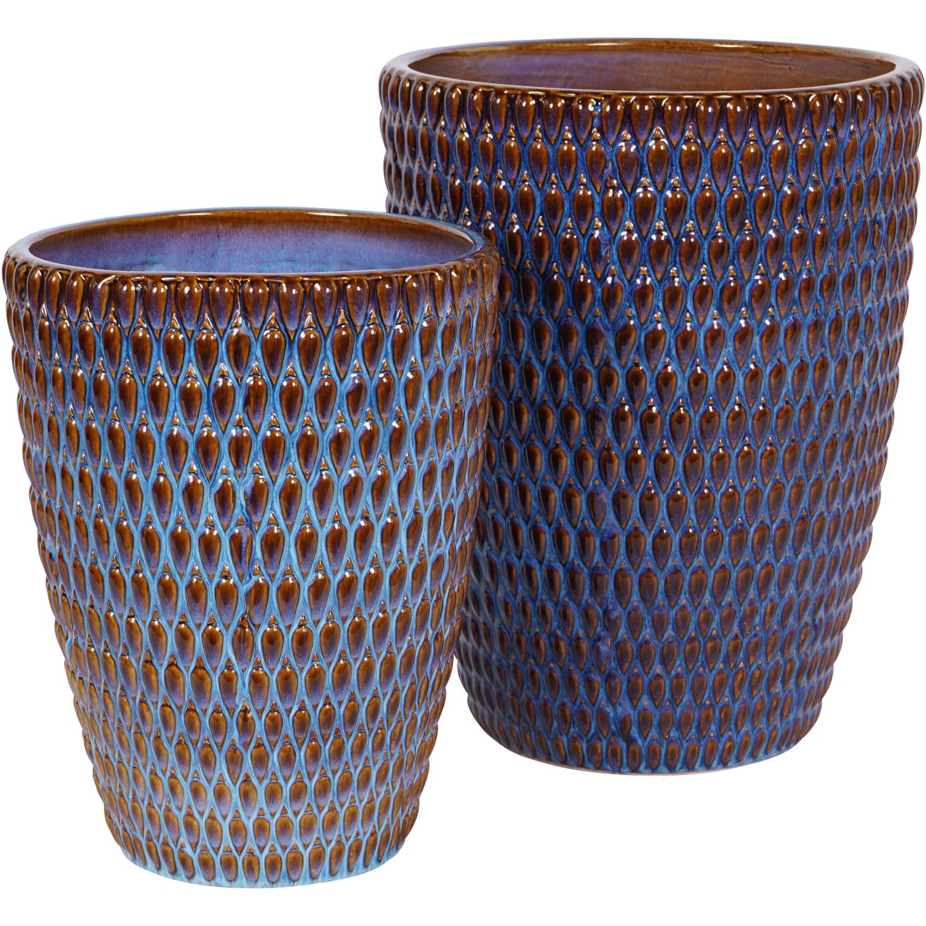 Mediterranean Reactive Glaze Ceramic Planter Blue - 44cm