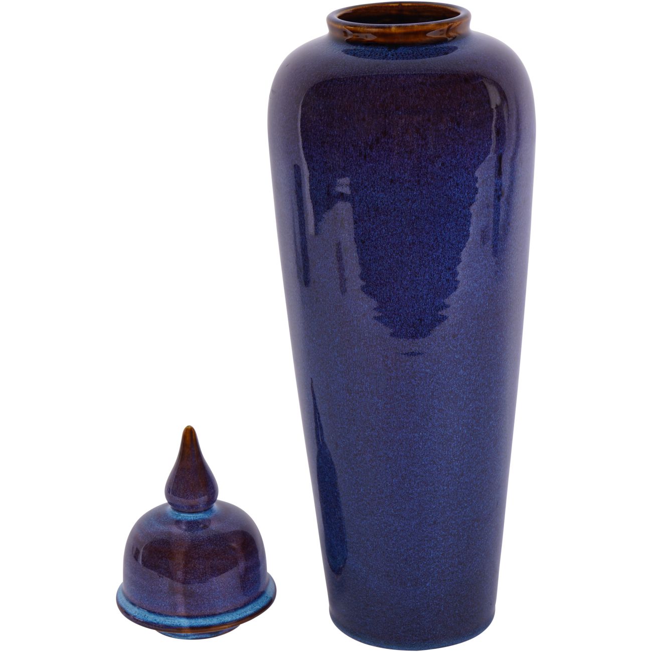 Mediterranean Ginger Jar Reactive Glazed Ceramic Blue - 50cm