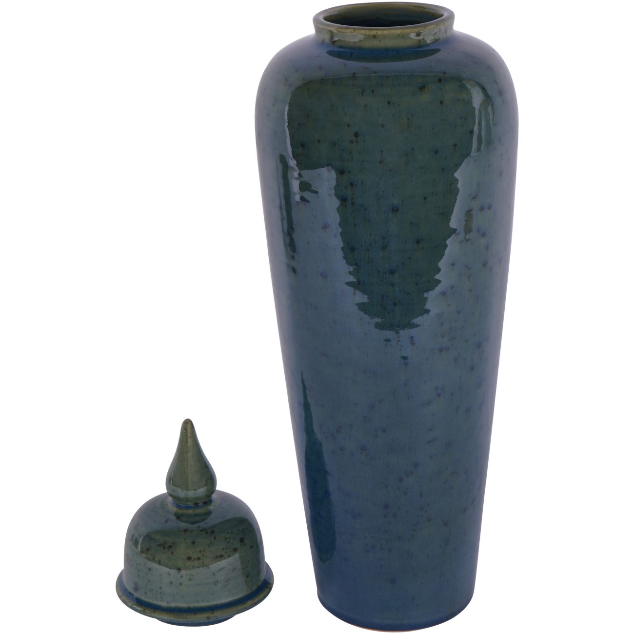 Mediterranean Ginger Jar Reactive Glazed Ceramic - Green - 50cm