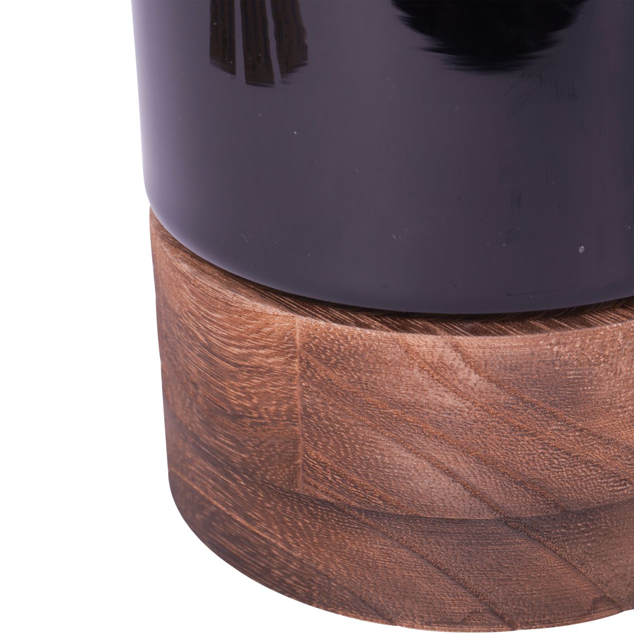 Noir Glass Votive Vase with Wooden Base 20.5cm