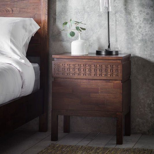 Bali 2 Drawer Bedside Chest - Brown