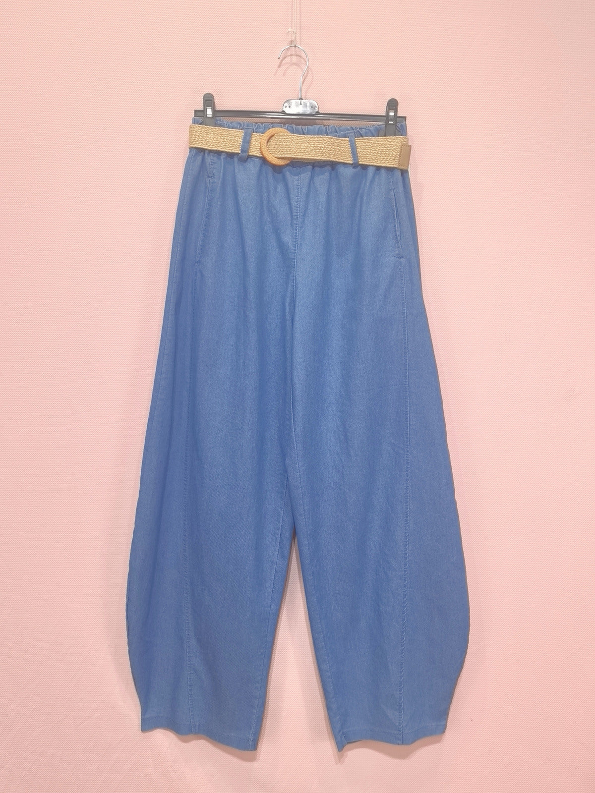 Rhea Barrel Leg Soft Chambray Denim Pants