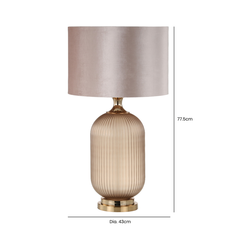 Valentino Tall Lamp with Champagne Velvet Shade 77.5cm