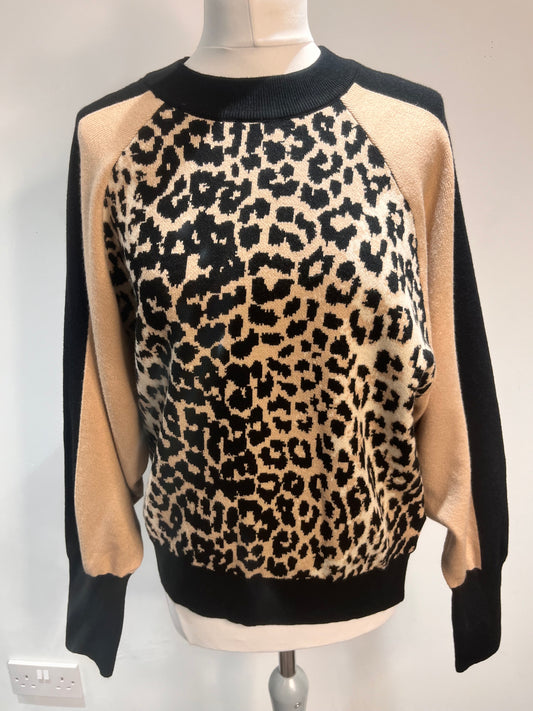 Animal Print Front Jumper - Taupe