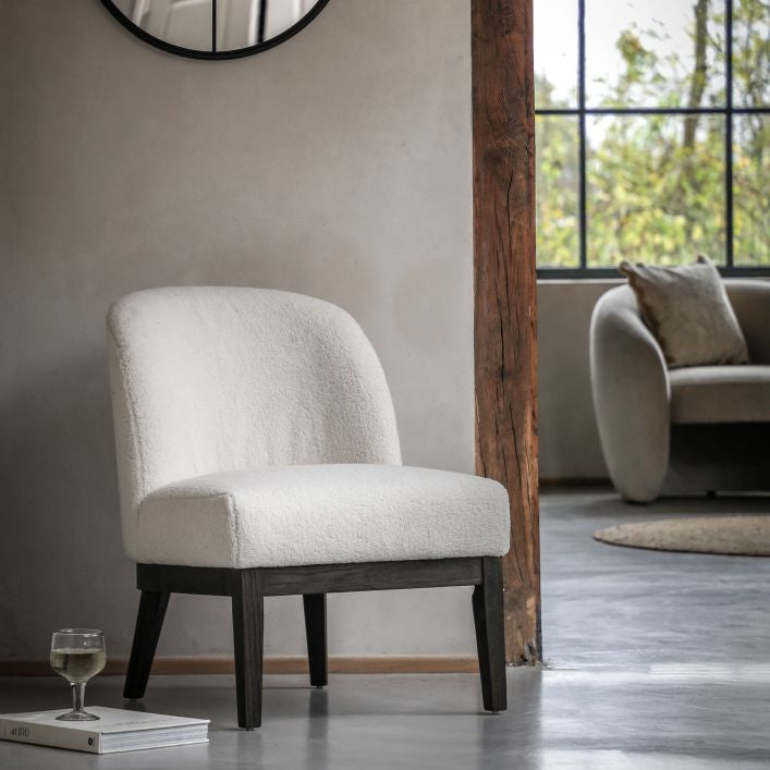 Othello Natural Vanilla Textured Fabric Accent Chair