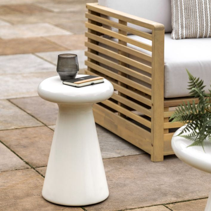 Ria Glass Reinforced Concrete Side Table - Cream