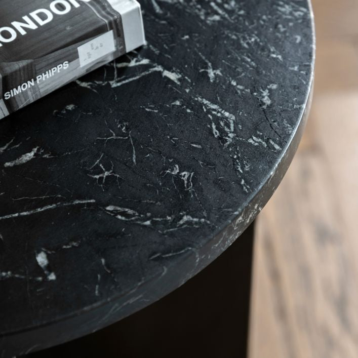 Remi Marble Side Table - Black Marble