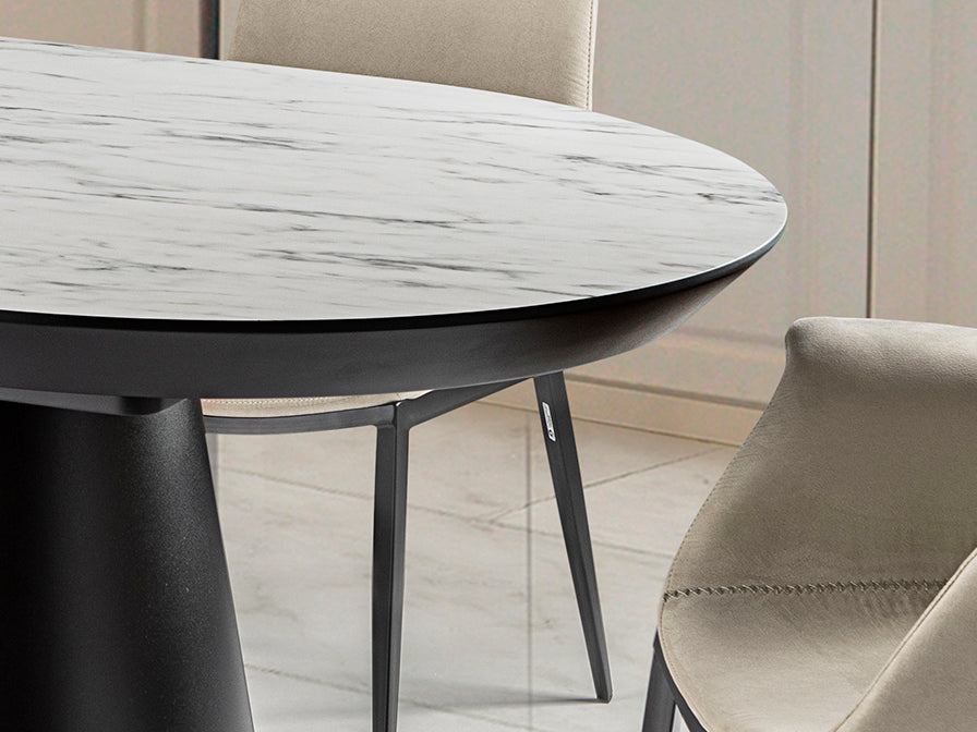 Signature Collection - Capri Extending Dining Table - White Marble Effect Top