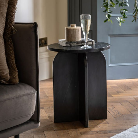 Remi Marble Side Table - Black Marble