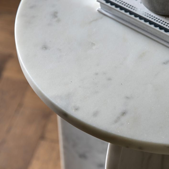 Remi Marble Side Table - White Marble