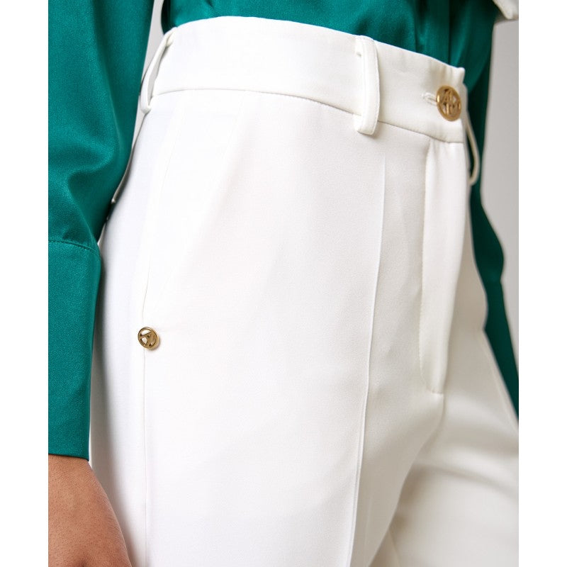 Access Fashion Wide Leg Dress Pants with Monogram Button Detail