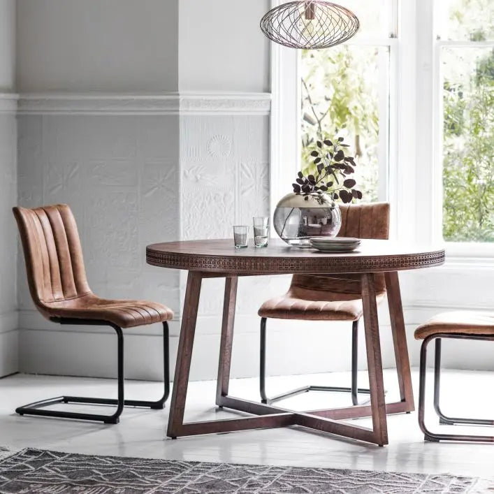 Bali Round Dining Table - Brown - Seats 4