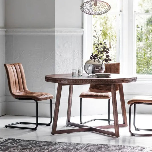 Bali Round Dining Table - Brown - Seats 4