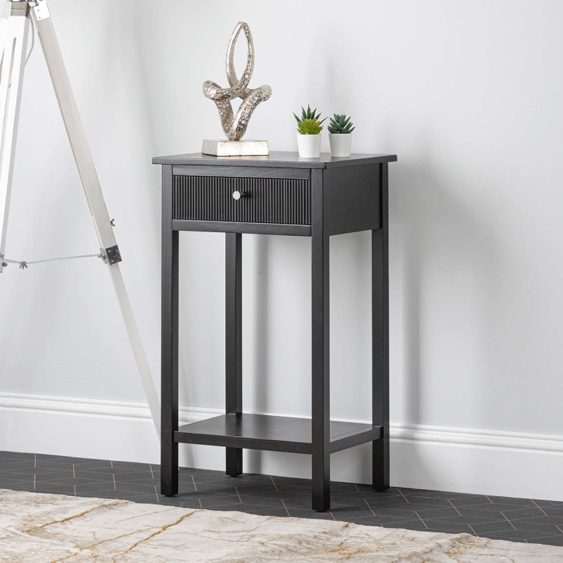 Ashton Black Wood Side/End Table - Gold & Silver Handles Included