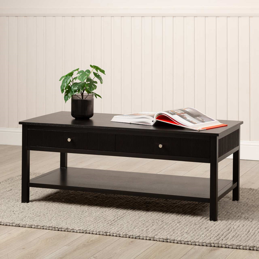 Ashton Black 2 Drawer Coffee Table - Gold & Silver Handles Included