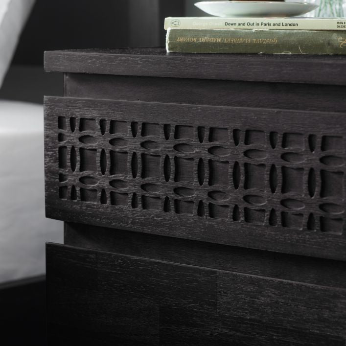 Bali 2 Drawer Beside Chest - Black