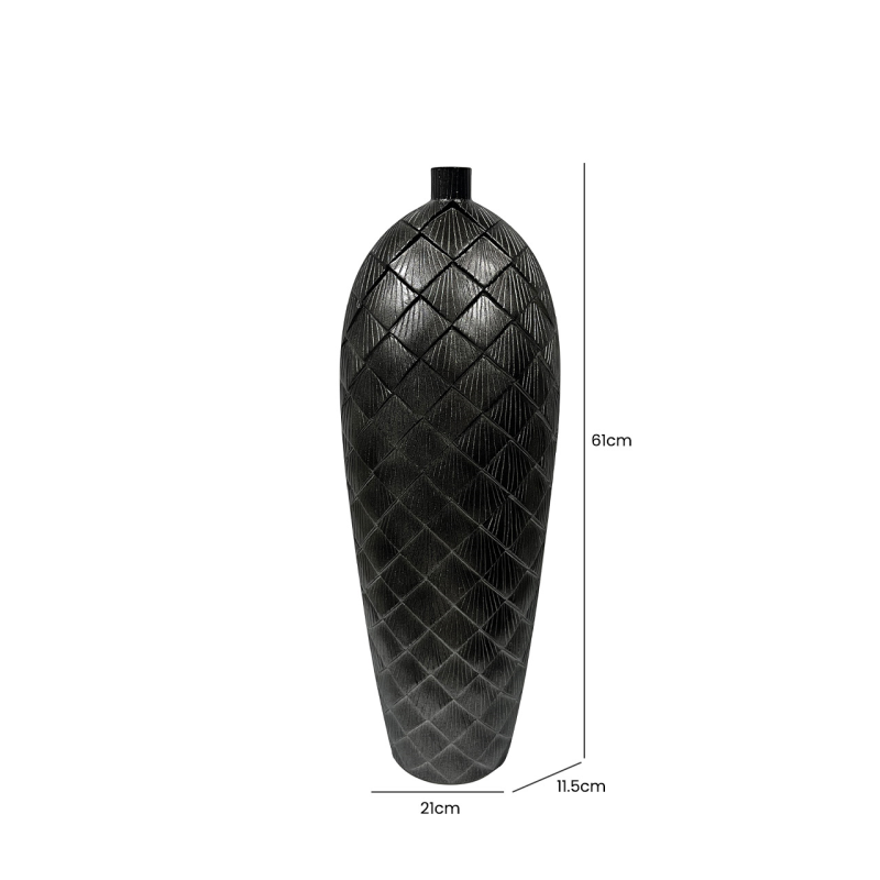 Aria Gunmetal Grey Polyresin Vase - 2 Sizes - 61cm & 94cm