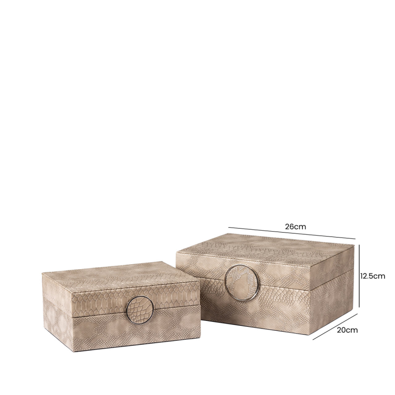 Set 2 Jewellery/Display Boxes - Taupe Snakeskin Effect