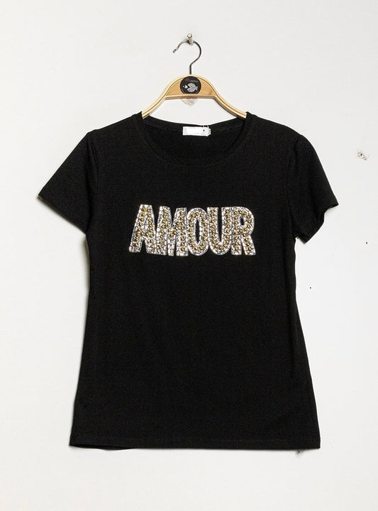 Amour T-Shirt with diamanté Logo
