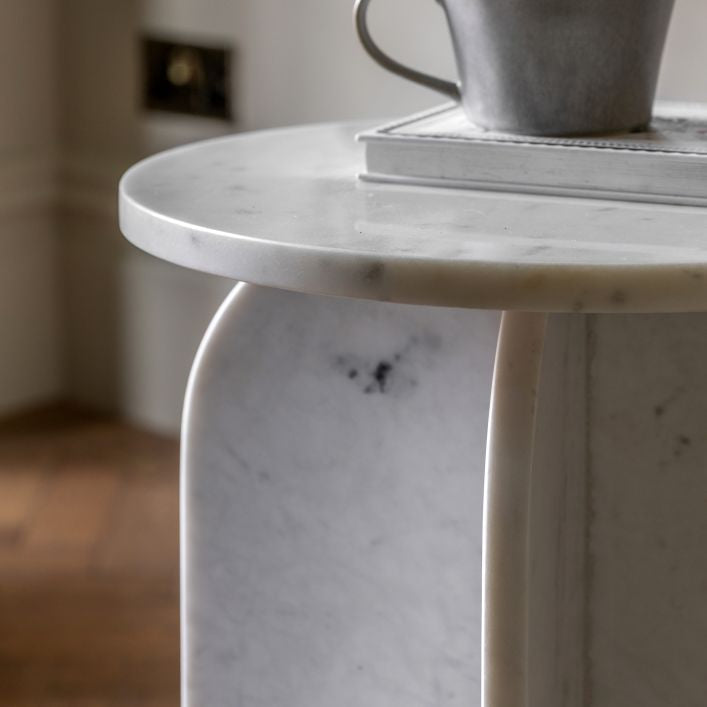 Remi Marble Side Table - White Marble