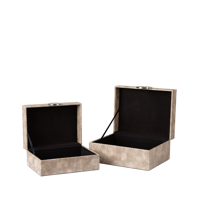 Set 2 Jewellery/Display Boxes - Taupe Snakeskin Effect