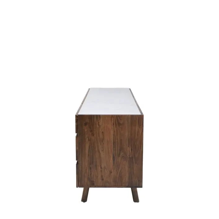 Milano Solid Acacia Wood and Marble Sideboard