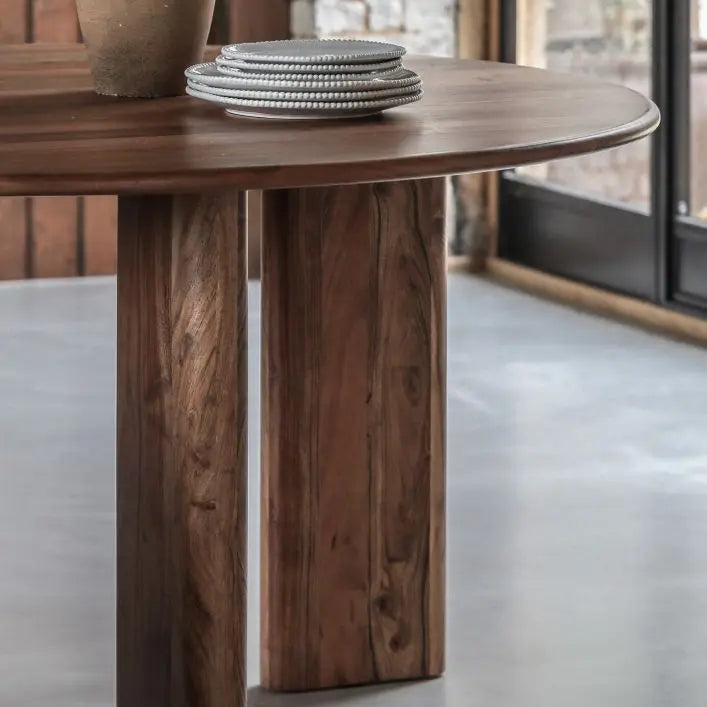 Loft Round Solid Wood Acacia Dining Table