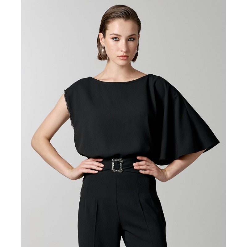 Access Fashion Asymetric Diamanté Sleeve Blouse