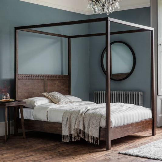 Bali 4 Poster Bed - Brown - King Size