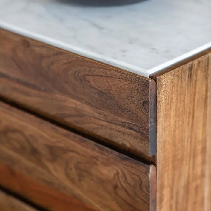 Milano Solid Acacia Wood and Marble Sideboard
