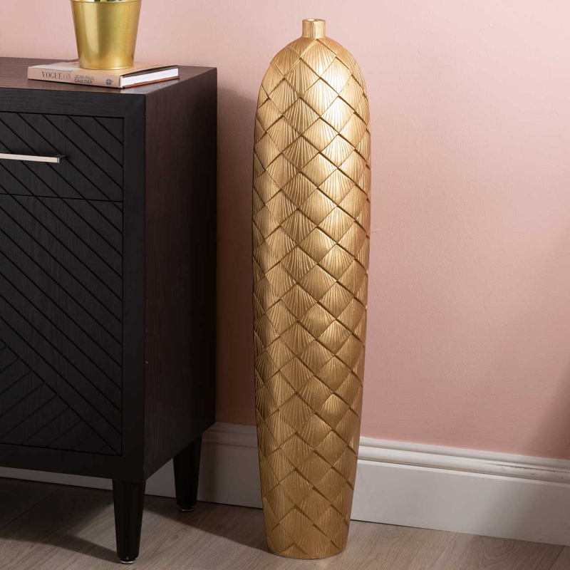 Aria Gold Polyresin Vase - 2 Sizes - 61cm & 94cm