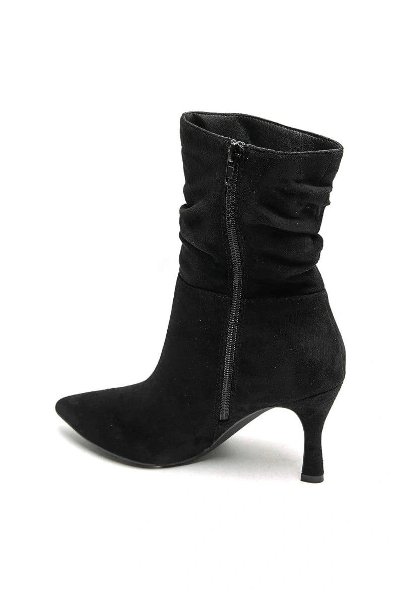 Black Suede 3" Kitten Heel Ankle Boots