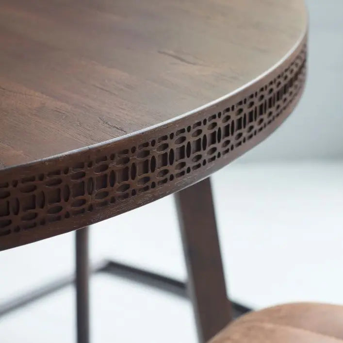 Bali Round Dining Table - Brown - Seats 4