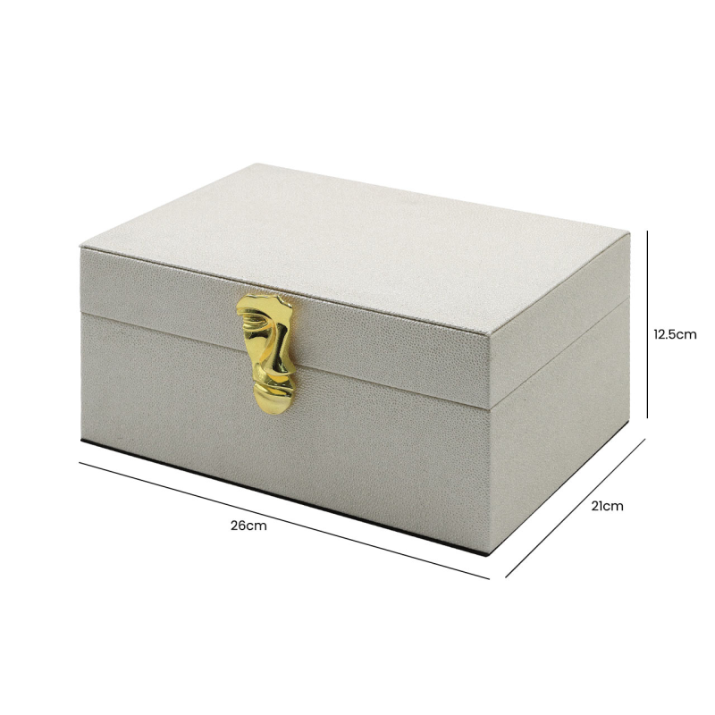 Set 2 White Faux Leather Jewellery/Display Boxes - Gold Face Handles