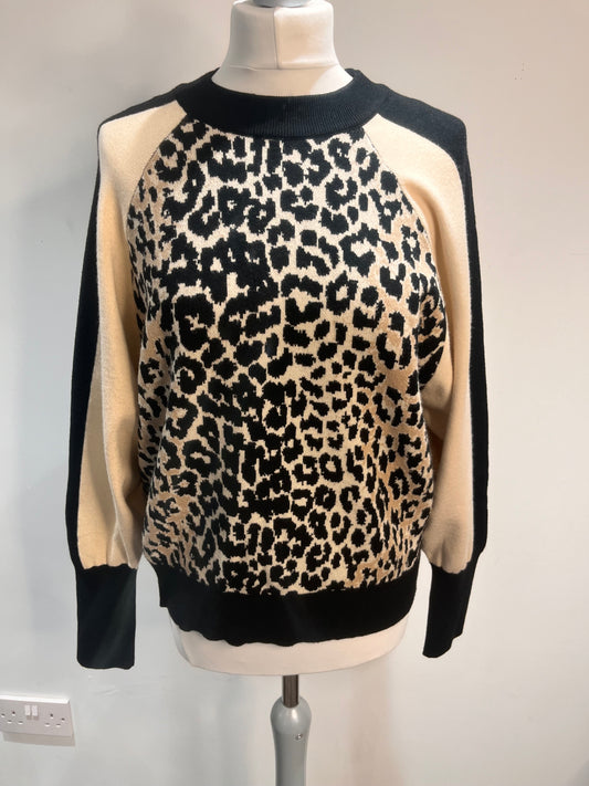 Animal Print Front Jumper - Cream