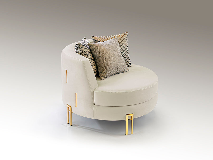 Signature Collection Viena Soft Velvet Upholstered Armchair - Ivory