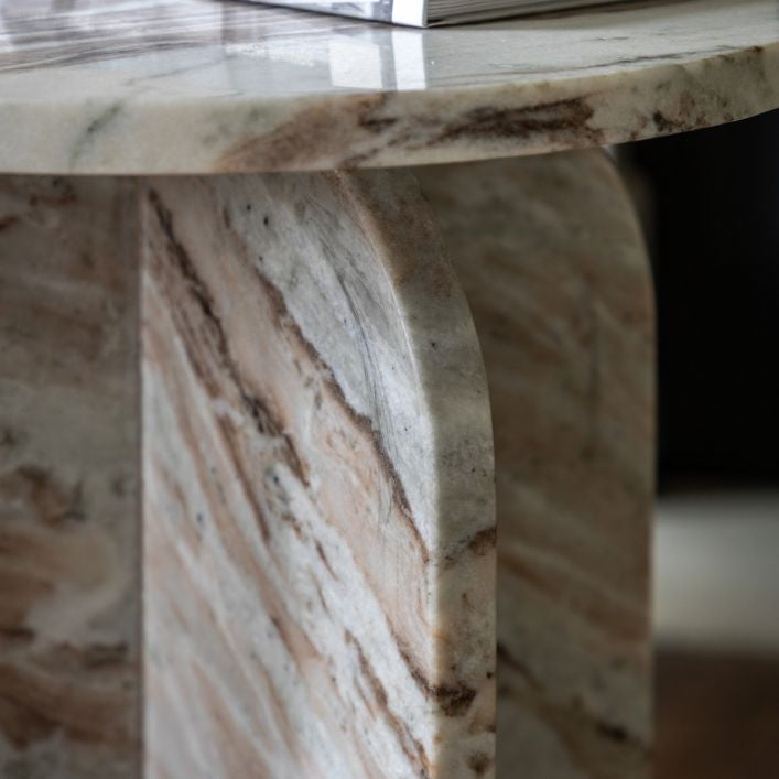 Remi Marble Side Table - Beige Marble