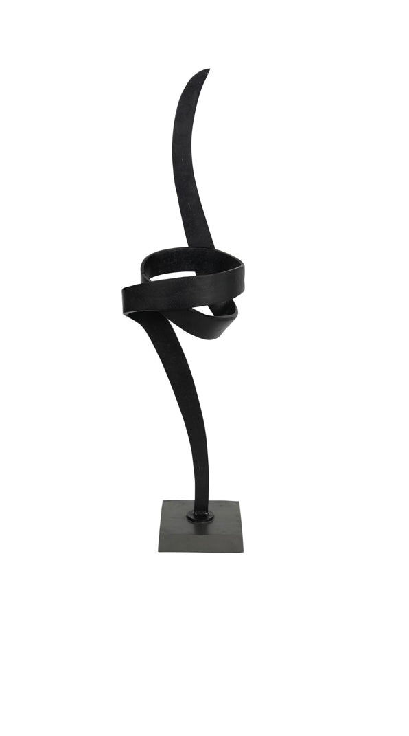 Libra Tall Black Abstract Metal Sculpture - 128cm