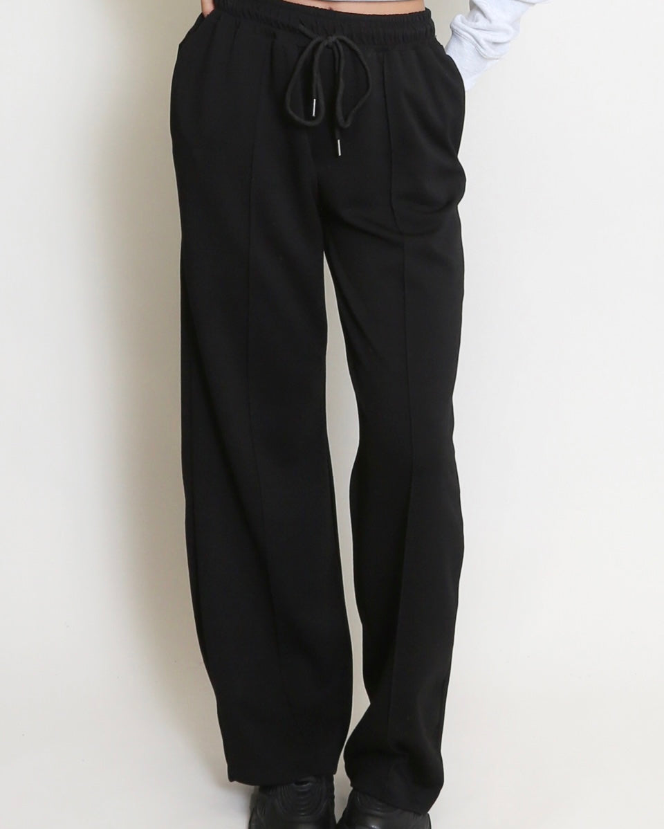 Elasticated Waist Super Soft Wide straight  Leg Trousers