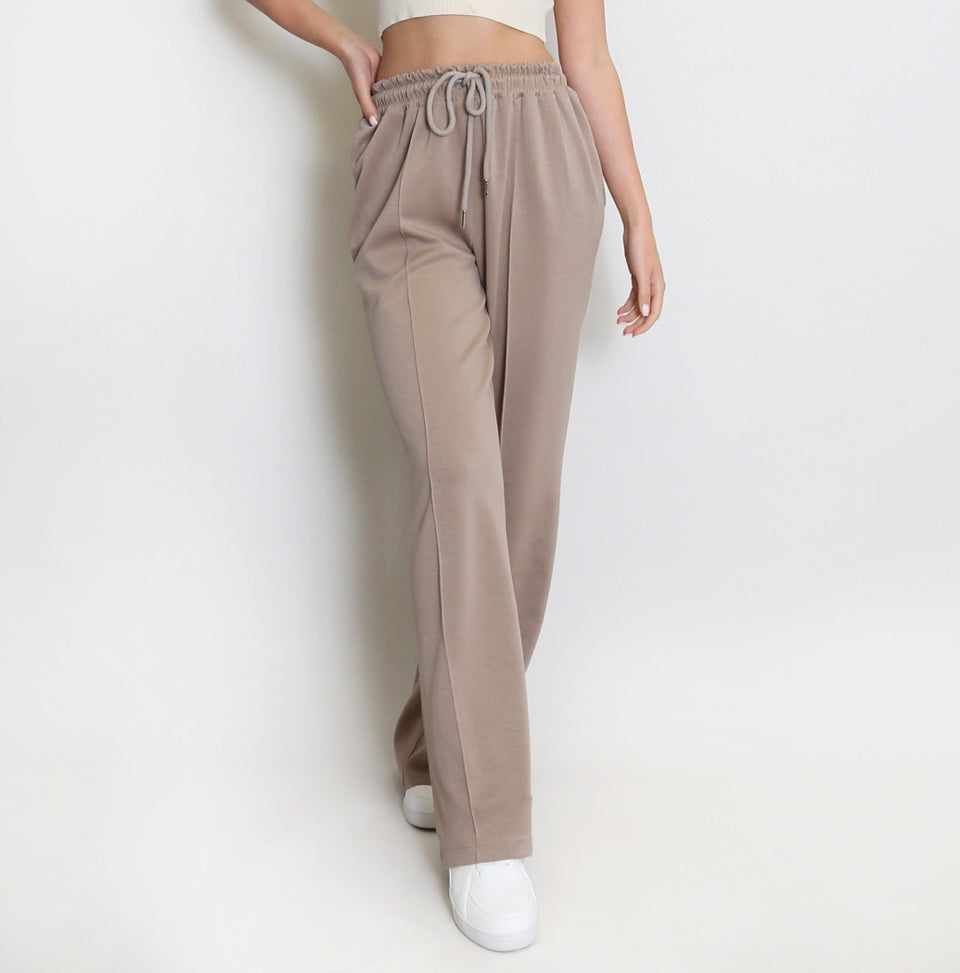 Elasticated Waist Super Soft Wide straight  Leg Trousers