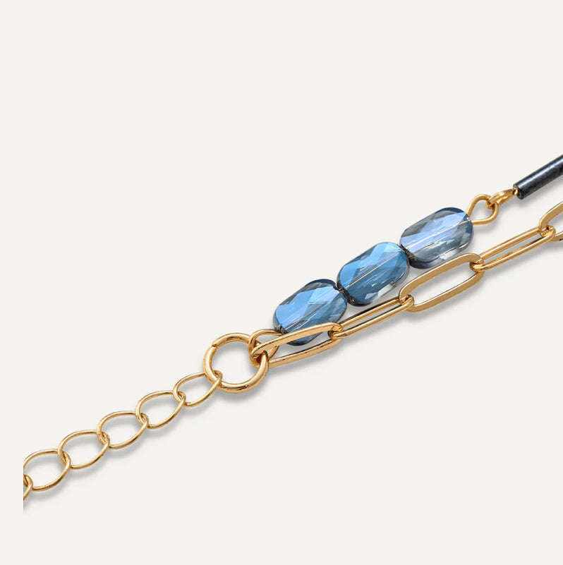 Multi Row Mixed Crystal Bracelet - Blue