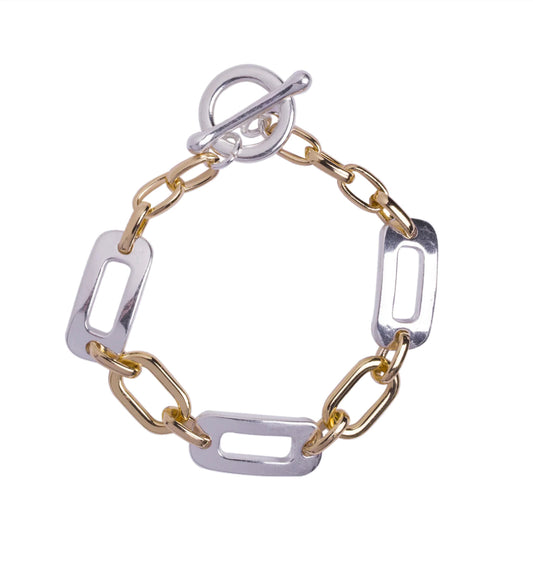 Geometric Chain Silver & Gold Braceket