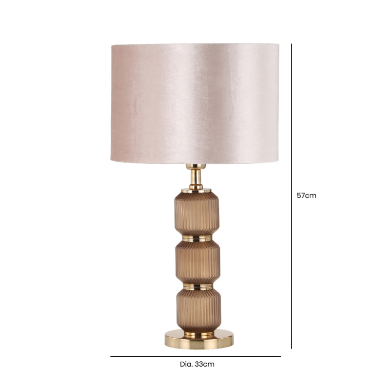 Romano Brown Glass Table Lamp with Champagne Velvet Shade